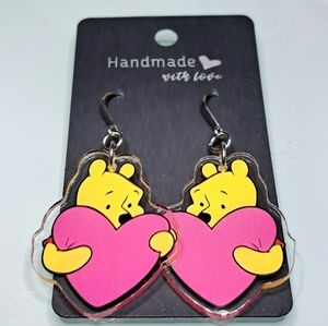 Winnie The Pooh Earrings With Stainless Steel Ear Wires